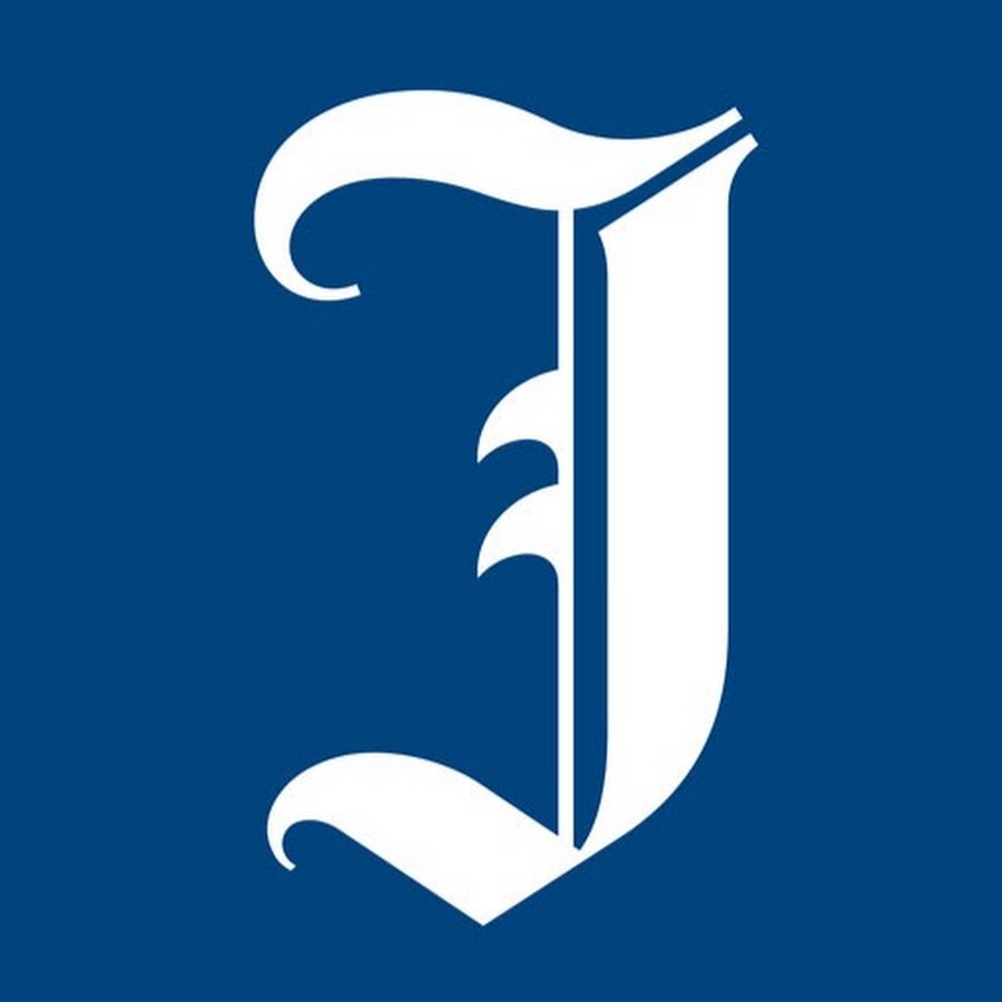 the logo of the Providence Journal which includes the letter "J" over a blue background