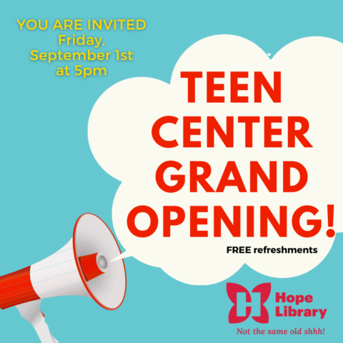 announcement of teen center grand opening
