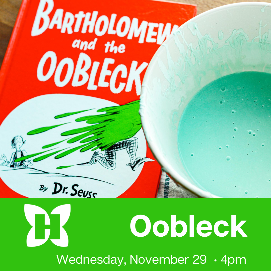 Copy of Bartholomewl and the Oobleck by Dr. Seuss. Text reads Oobleck by Wednesday, November 23 at 4pm."