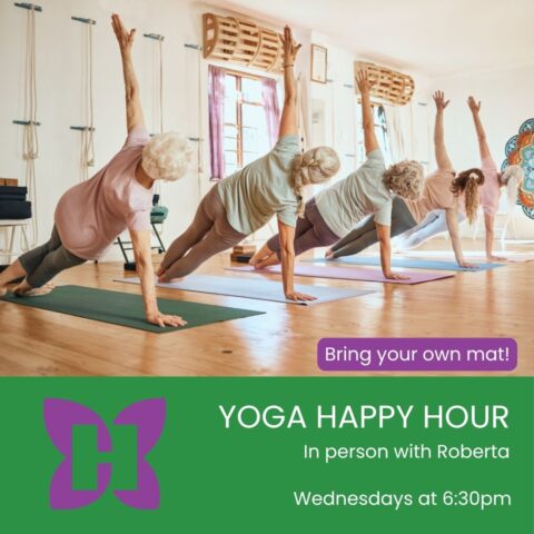 Yoga Happy Hour Flier for In-person